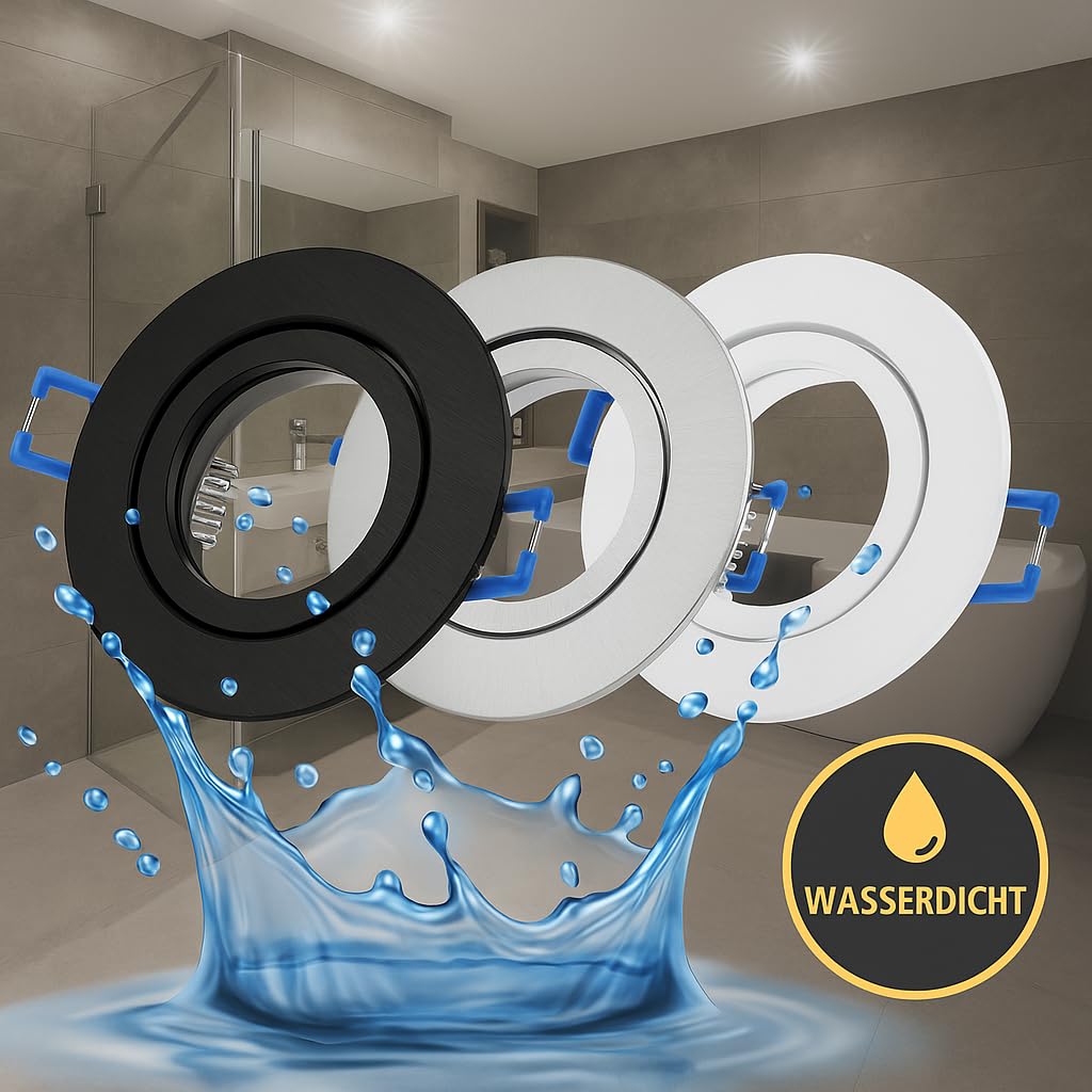 Sweet Led 4x marco empotrable incluido casquillo GU10 - IP44 focos empotrables para baño, focos LED empotrables redondos de aluminio - Ø 84mm, negro