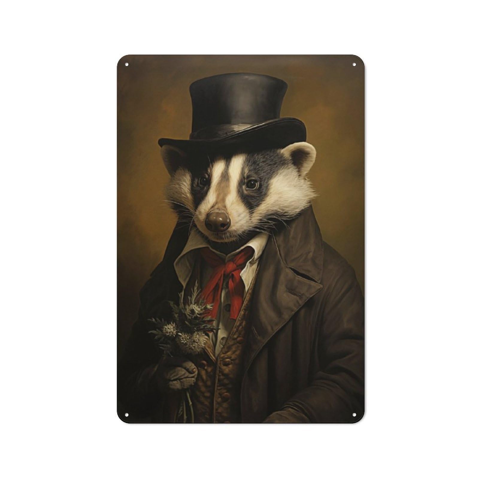 Junmoney Sophisticated Badger Vintage Metal Plaque 30X20cm Featuring For Home Bar Wall, A Metal Wall Feature For Home Bars And Entertaining Spaces