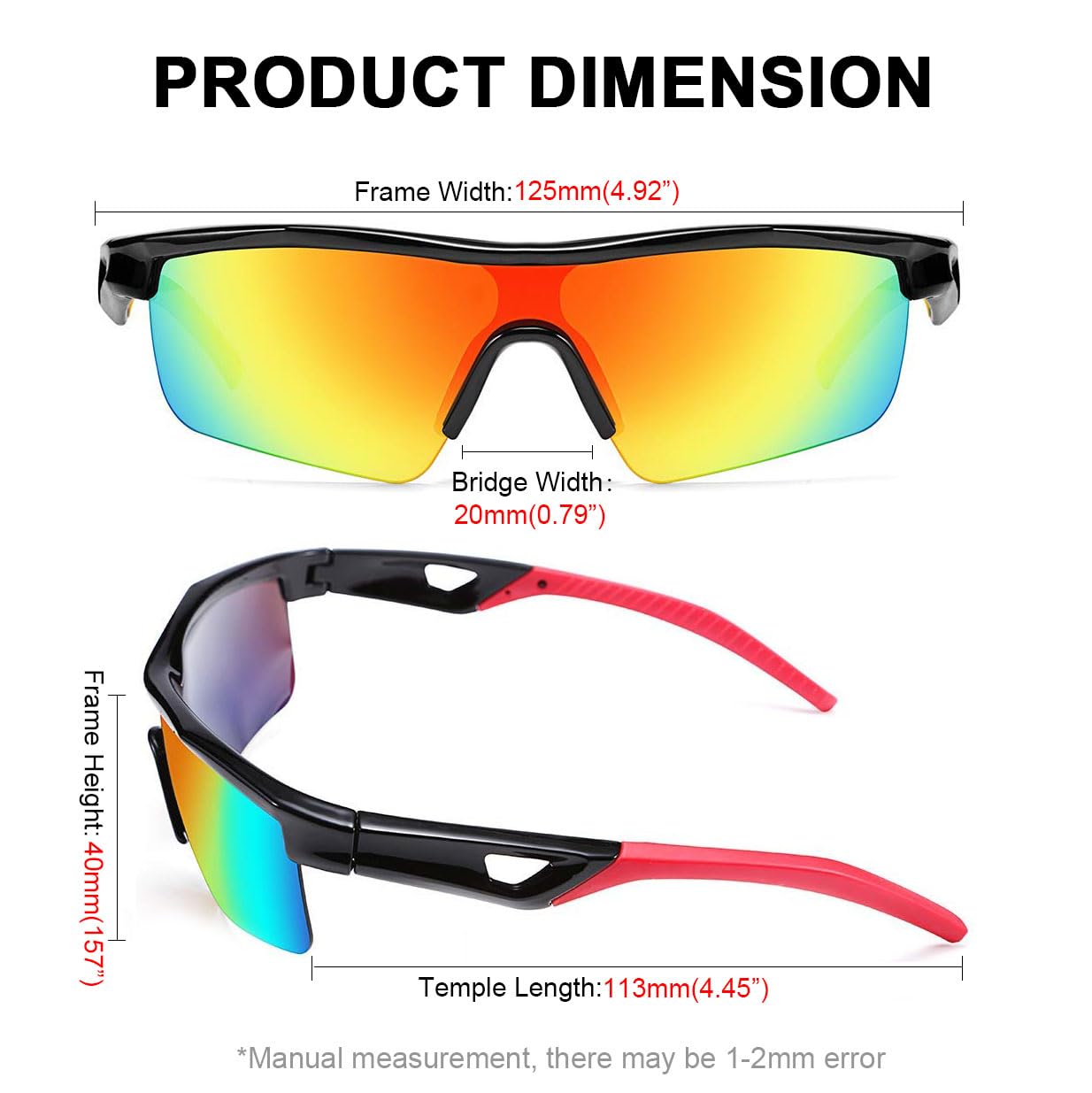FEISEDY 2 Stück Sport Sonnenbrille Polarisierte UV400 (Kind + Erwachsen) B2372+B2454