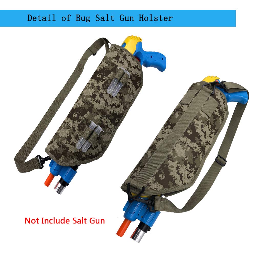 POMER Salt Gun Holster for Bug Salt Fly Gun 2.0/3.0 Canvas Sheath with Adjustable Non-Slip Straps and 4 Tubes - Camouflage