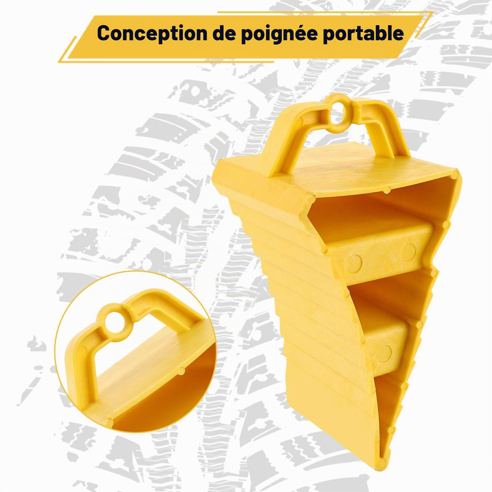 Lot de 4 cales de roue en plastique pour remorque de camping-car avec poignée - Cales de frein pour remorque, voiture, camping-car