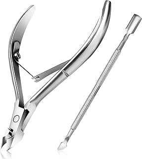 Cuticle Trimmer with Cuticle Pusher - Easkep Cuticle Remover Cuticle Nipper Professional Stainless Steel Cuticle Cutter Clipper Pedicure Manicure Tools for Fingernails and Toenails (D501-Silver)