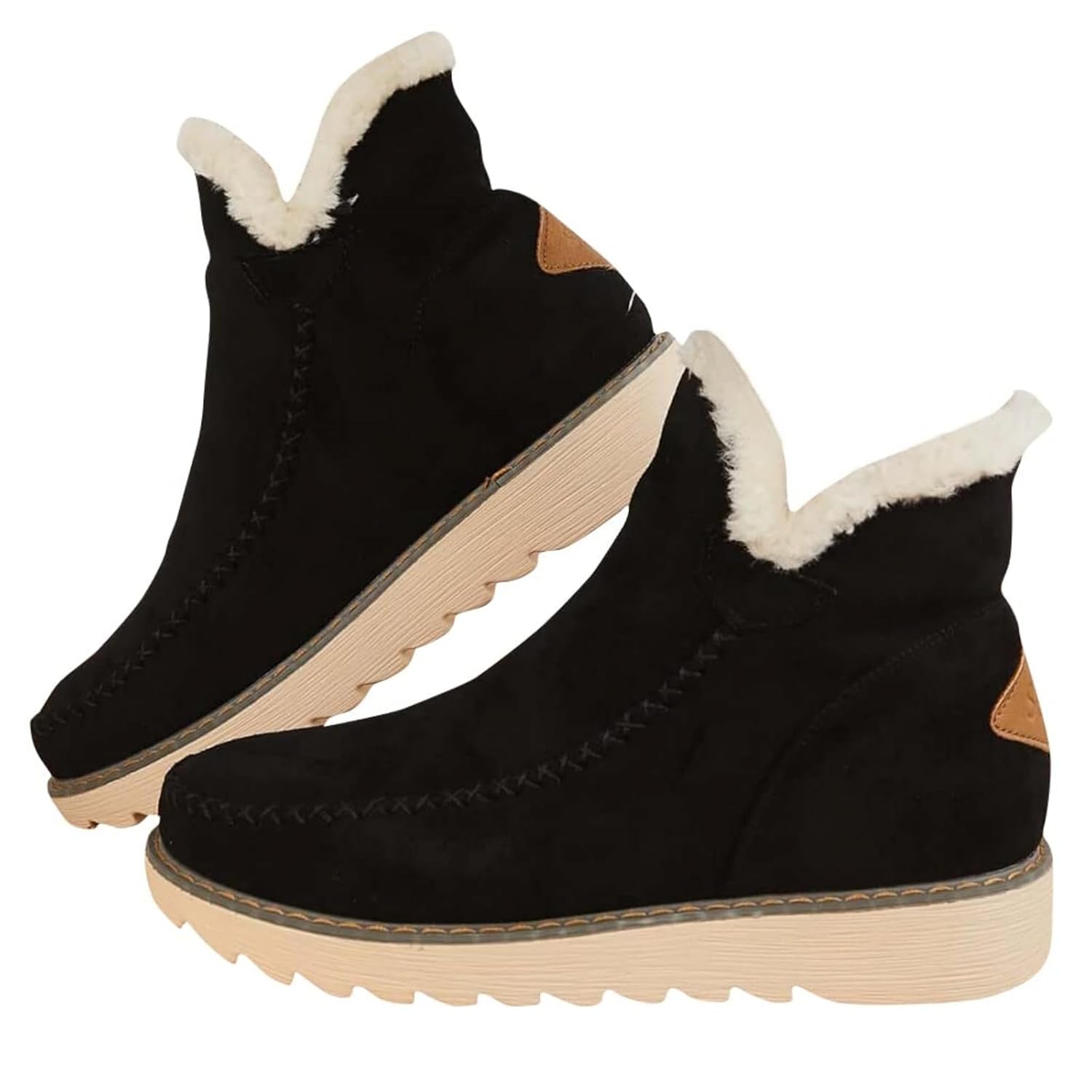 Snow Boots for Women 2025 Wide Width High-Top Winter Boots Fuzzy Warm Fur Lined Insulated Ankle Booties Waterproof