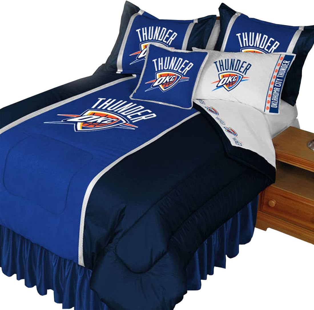 Oklahoma City Thunder QUEEN 7 PIECE BEDDING COMFORTER BED IN A BAG BEDROOM DECOR