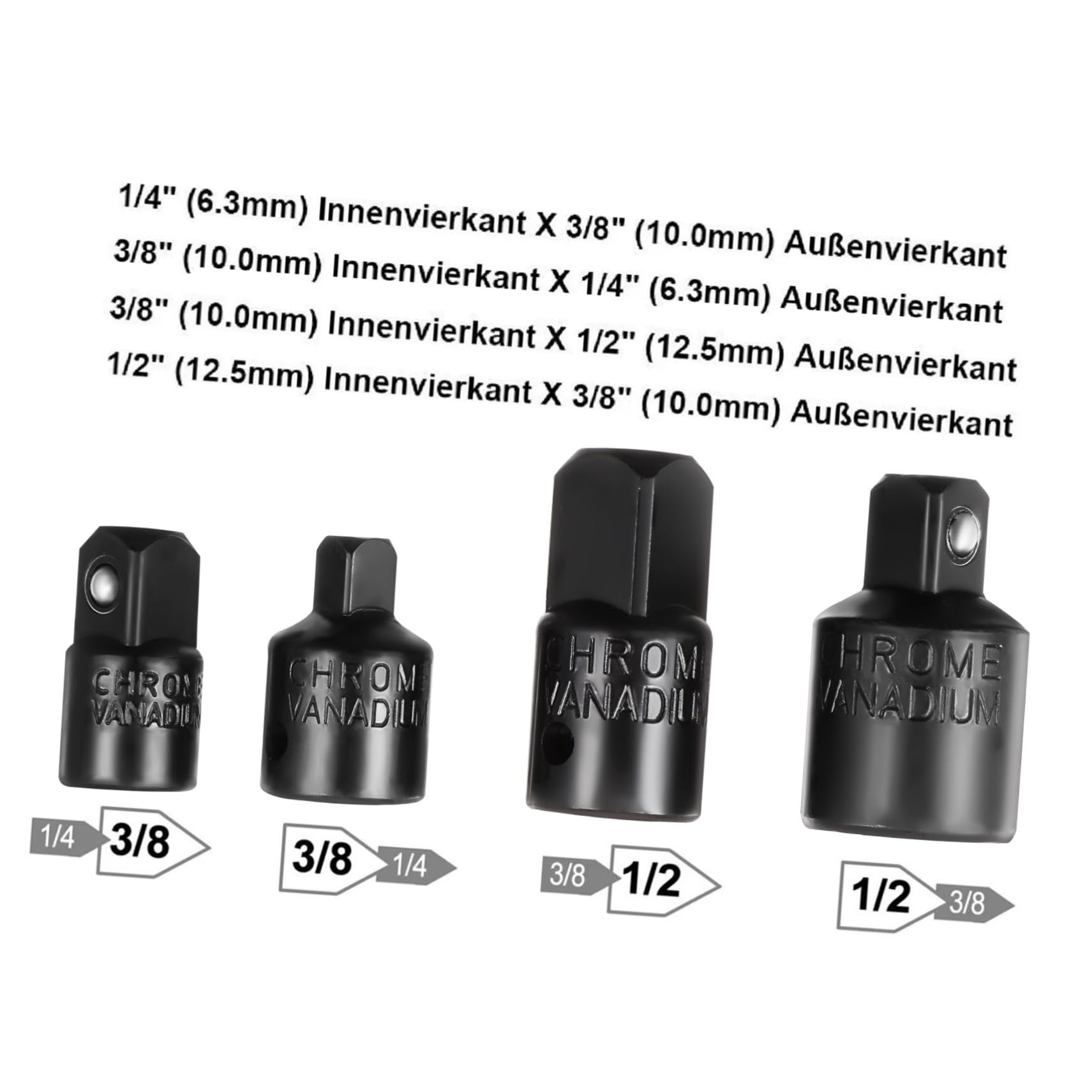 Set Adaptateurs de Douilles à Chocs Acier Chrome-vanadium Extensions et Réducteurs de Tige pour Perceuse Réparation Automobile Polyvalente et Connexion Sécurisée