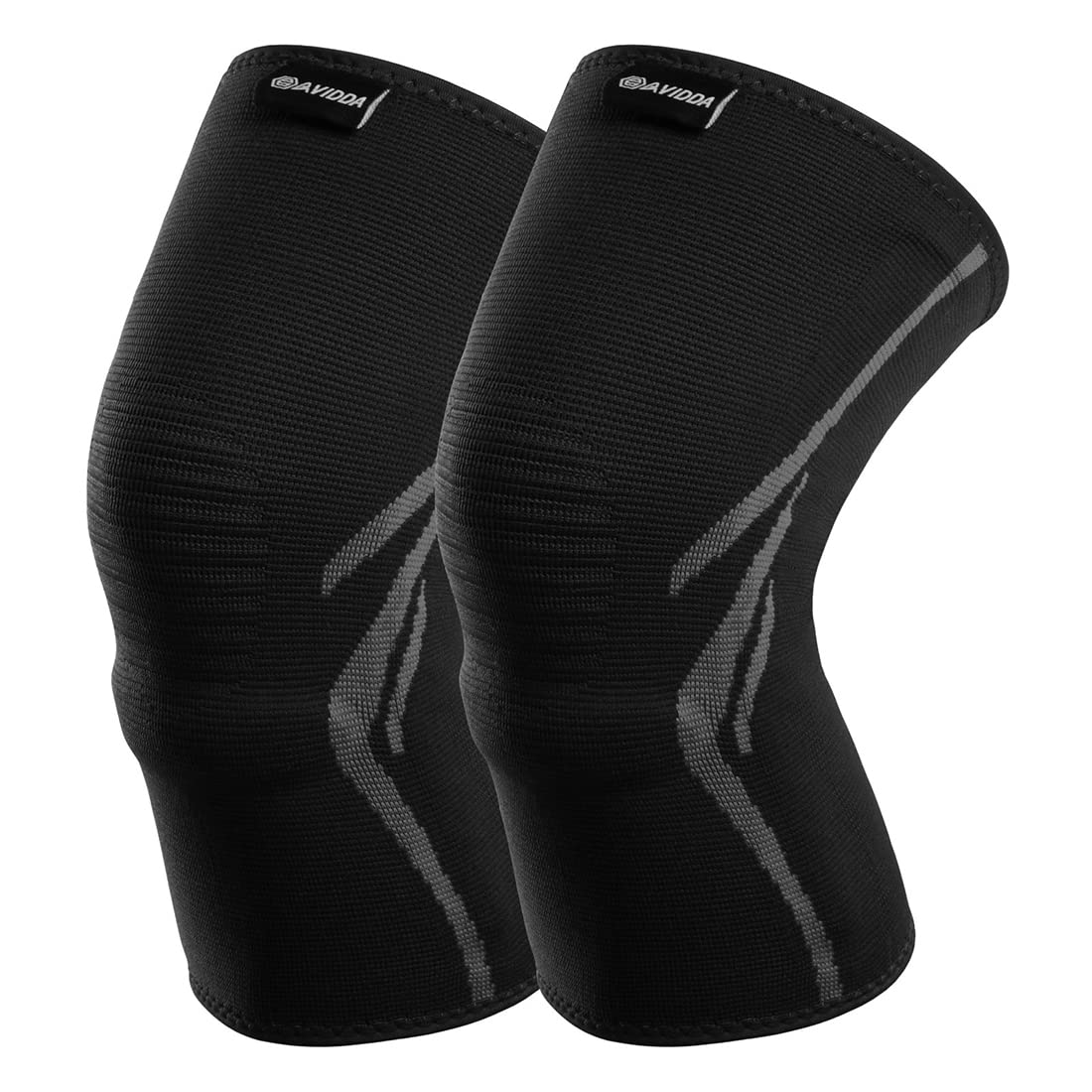 AVIDDAKnee Support Brace 2 Pack - New Upgrade Compression Knee Sleeves Upgrade for Arthritis, Joint Pain, Ligament Injury, Meniscus Tear, ACL, MCL, Tendonitis, Running, Squats, Sports Black Size:M