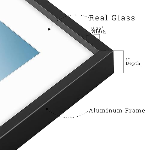 Vista 179 de Frametory - Colección de marcos de metal para fotos, marco de aluminio para fotos con alfombrilla de color marfil y cristal real Dorado