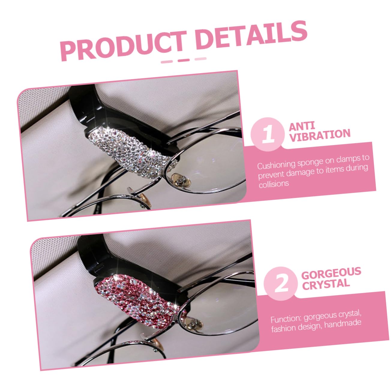 SOLUSTRE 15piezas Soporte De Gafas Brillantes Clip para Visera De Coche Organizador De Accesorios De Automóvil De Plata Rosa y
