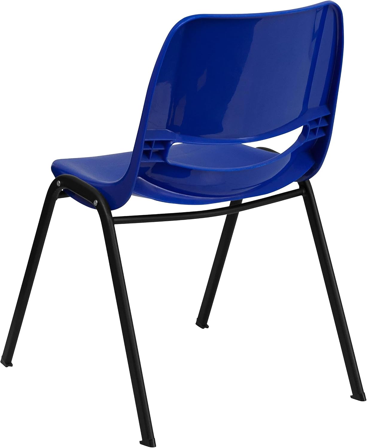 BOWERY HILL Ergonomic Shell Stacking Chair, Metal and Plastic, Blue Finish, 32.13 in x 21 in x 23 in, Contoured Design, Vented Back and Seat, 880 lbs Capacity, 20 Stack Quantity, Indoor/Outdoor