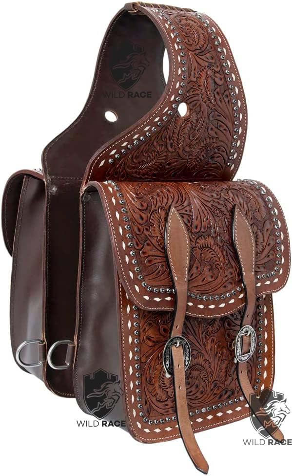 Western Horse Leather Saddle Bag Heavy Duty Traditional Trail Ride | Saddle Bag | Horse Saddle Bag | Western Saddle Bag | Leather Saddle Bags for Horses (Color-36)