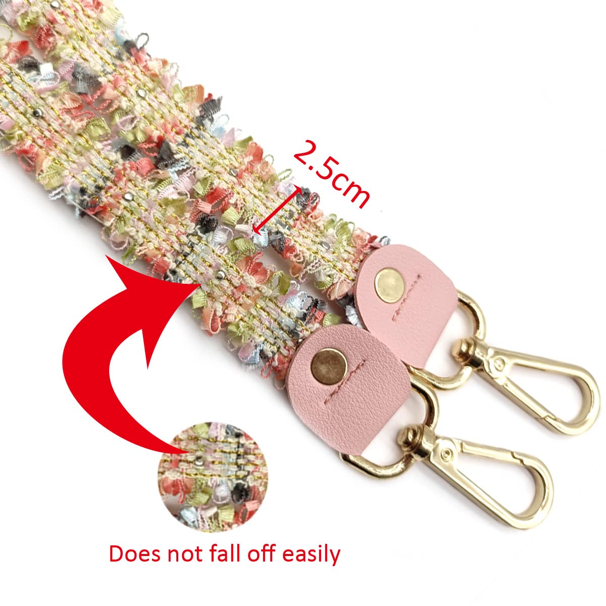 Tracolla Per Borsa Rosa Con Moschettone Oro - 110cm, Cinghia Intercambiabile Per Borsette E Zaini - Foto 7