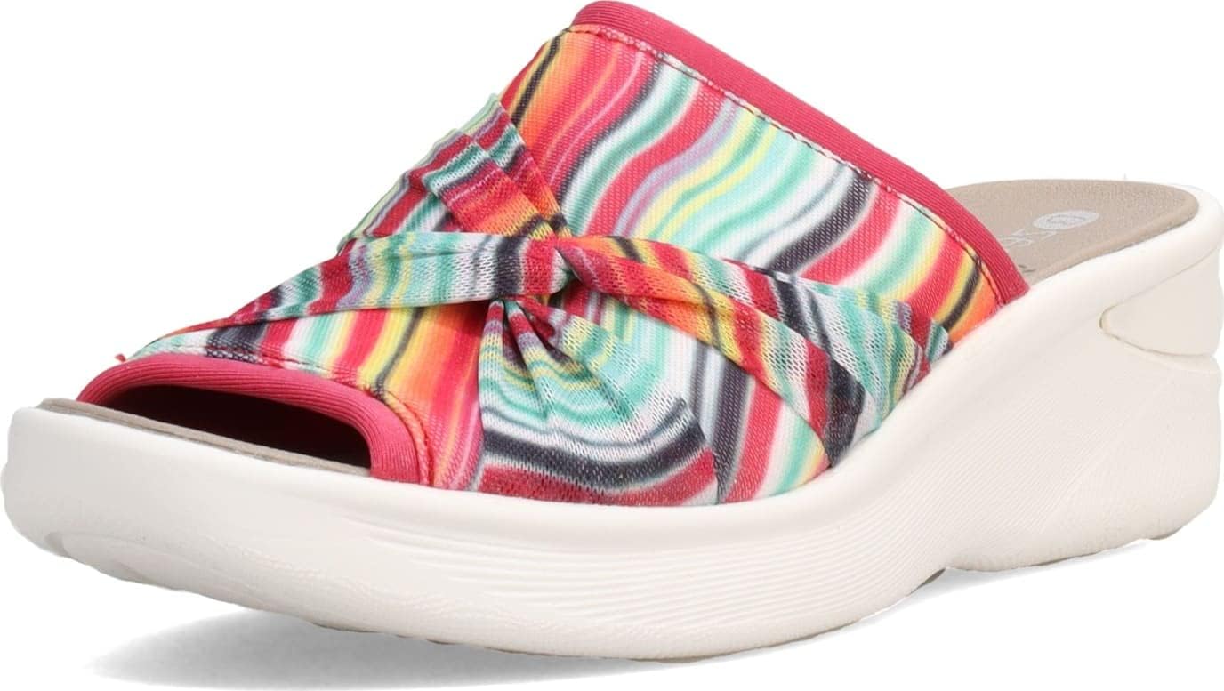BZees Women's Smile II Slide Sandal, Wave Stripe, 9.5