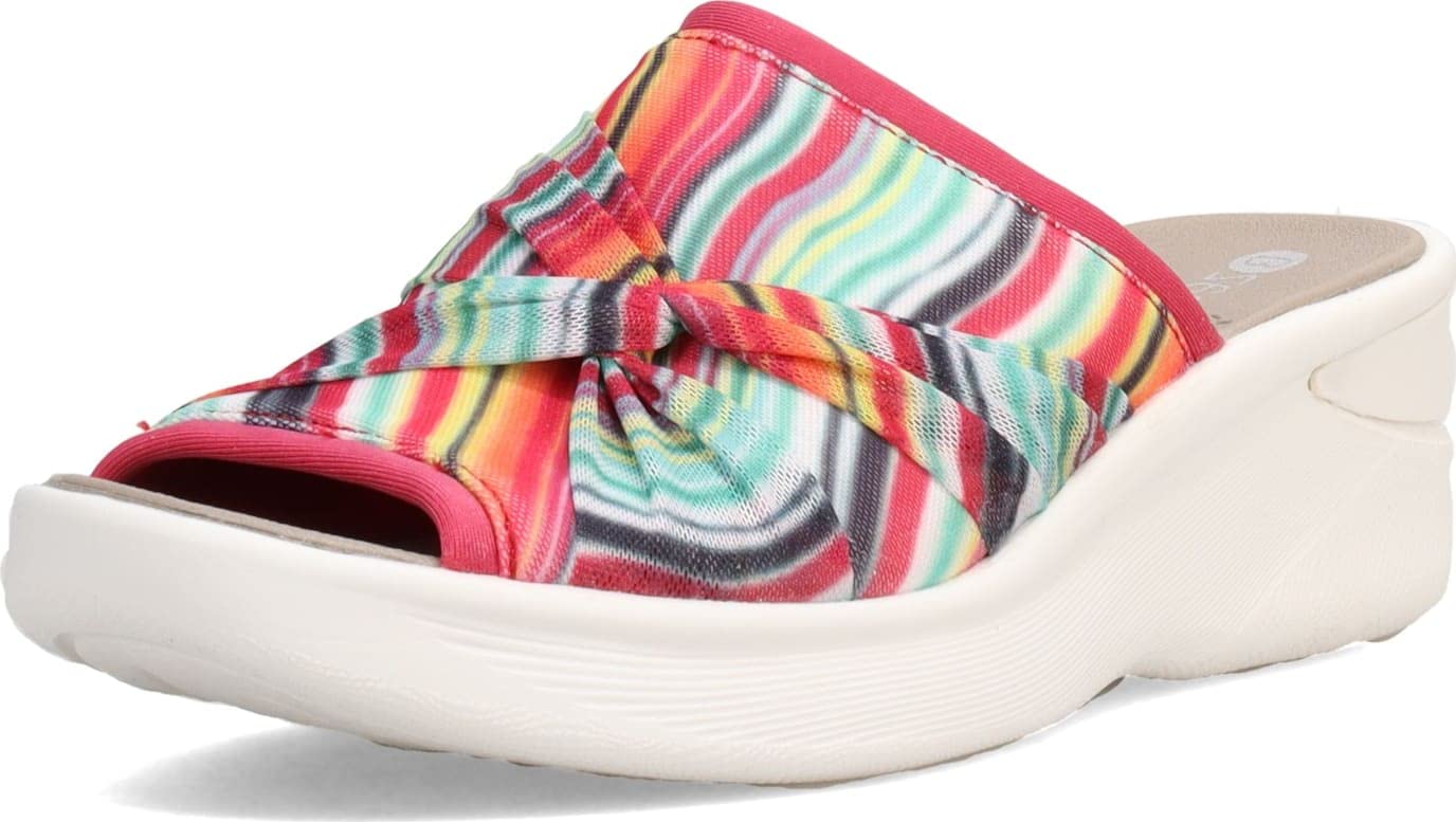 BZeesWomen's Smile II Slide Sandal, Wave Stripe, 8.5
