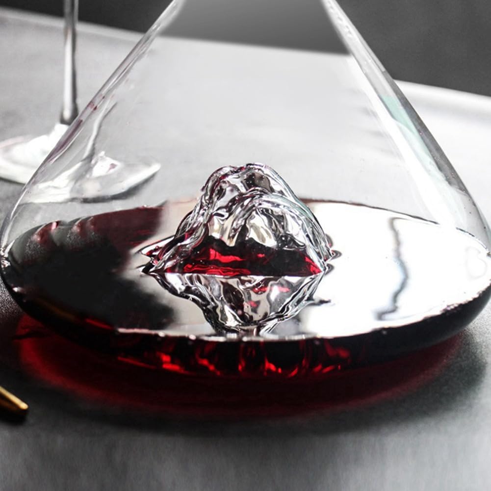 Decantador de vino con decantador, cristal soplado a mano sin plomo, tapa de acero inoxidable, filtro, imprescindible para fiestas y cumpleaños