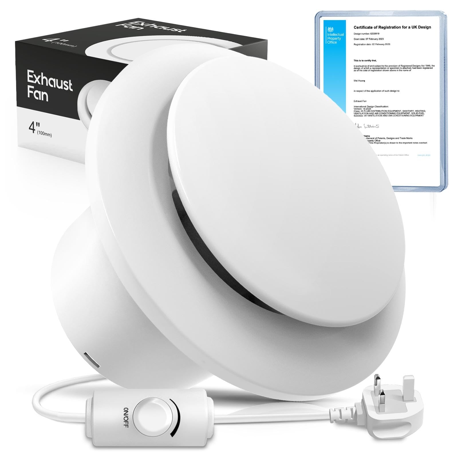 SBONNI 4 inch Silent Extractor Fan for Bathroom, Adjustable Speed,Upgraded Powerful and Energy-Efficient Ventilation Fan