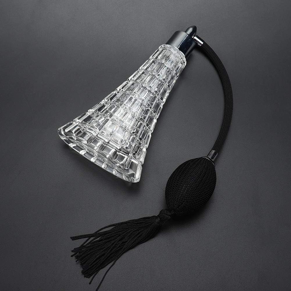 75ml / 2.53oz Refillable Vintage Perfume Bottle, Empty Glass Perfume Atomizer Spraying Bottle, Retro Perfume Bulb Sprayer with Antique Black Bulb and Tassel