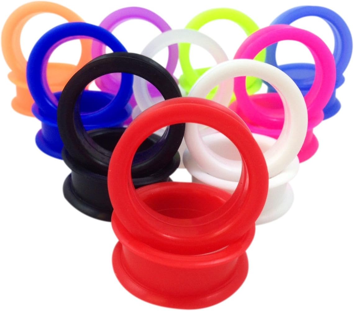 -10 PAIR SET - Soft Silicone Ear Tunnels Plugs Gauges Earlets - up to size 50mm!