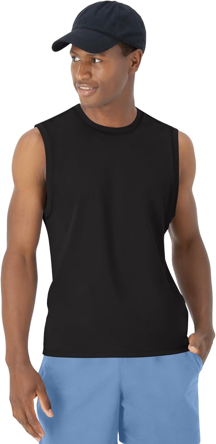 Hanes Men's Moves Tank, Performance Tank for Men, Moisture-Wicking Tank Top, 4-Way Stretch
