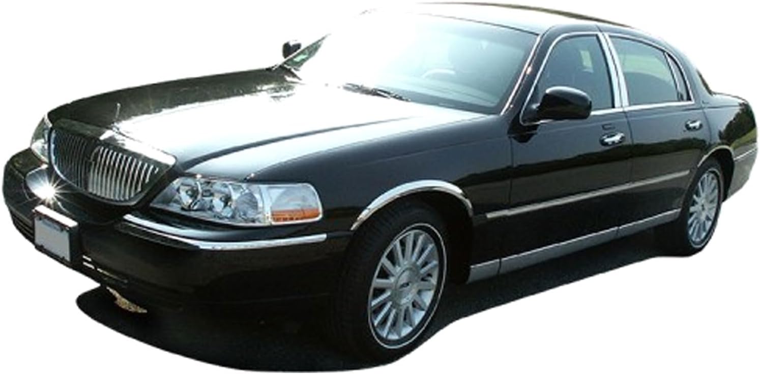 QAA is Compatible with 1998-2011 Lincoln Town Car 8 Piece Stainless Rocker Panel Trim, Lower Kit, 4.5" Width TH38680
