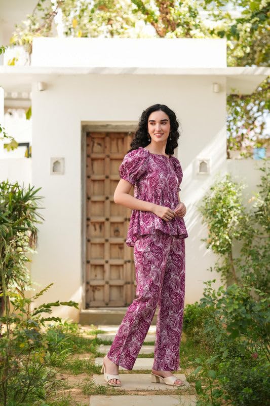 Image of Trendy Queen Co Ord Set | Casual Wear Pant Top Set | Fancy Co-Ord Set | Full Pair Set | Coord Sets for Women | Top Pant Set (SD791)