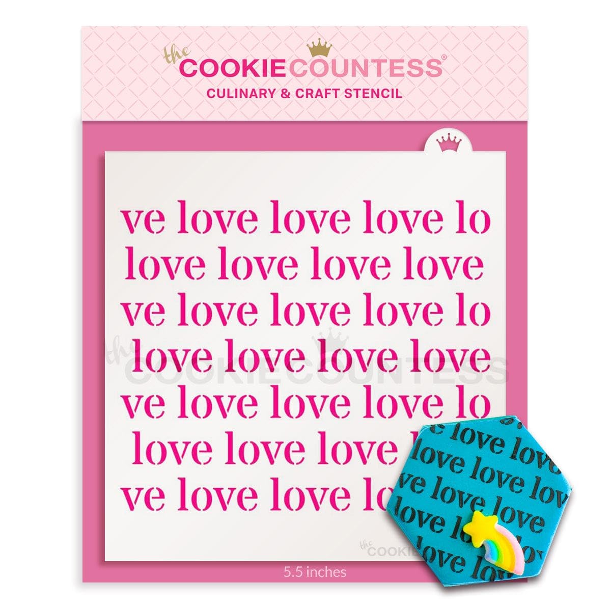 The Cookie Countess Love Repeat Pattern Stencil
