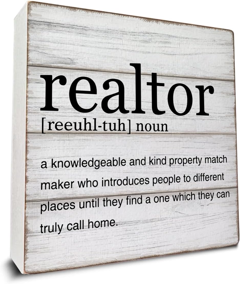 KoneFeco Realtor Gift Realtor Definition Wooden Box Sign