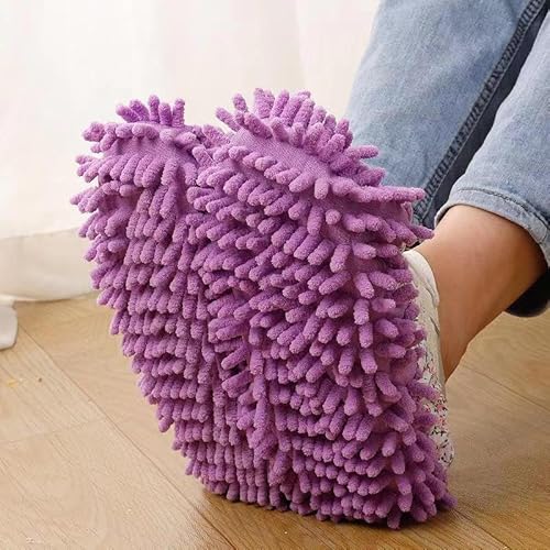 Ellsang Chinelos laváveis de esfregão, 2 pares de sapatos multifunções microfibra espanador de poeir