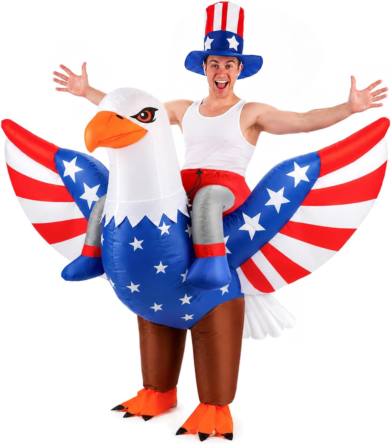4th of July Inflatable Eagle Costume for Men Women, Independence Day Patriotic Blow up Suit for Halloween Memorial Day