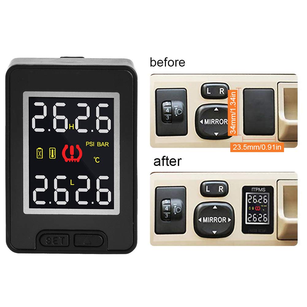 aqxreight di Monitoraggio della Pressione dei Pneumatici con 4 Sensori | Schermo a Colori, Utilizzo Quotidiano del Veicolo, Alloggiamento in ABS, Dotazione , TPMS 433,92 MHz, Sensori Impermeabili