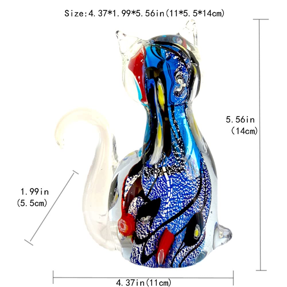 Amazon.co.jp: 現代アート吹きガラス猫置物クリスタル動物の彫刻