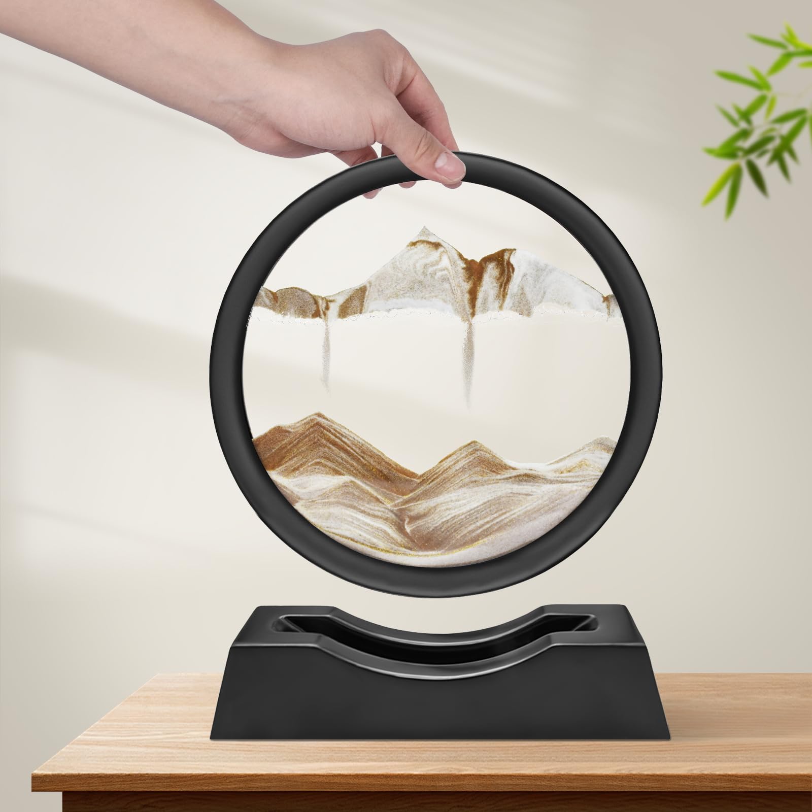 Wai Danie Pittura di Sabbia Che Scorre Quadro Sabbia Movimento sabbia dinamica 3d Hourglass Deep sea Sandscape Display Decorazioni per la Casa e l'ufficio Giocattoli da Scrivania (color caffè, 7)