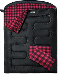 Saco de dormir duplo de flanela para adultos com 2 travesseiros, sacos de dormir para 2 pessoas, acampamento, 2GG, tamanho queen, saco de dormir para duas pessoas para clima frio