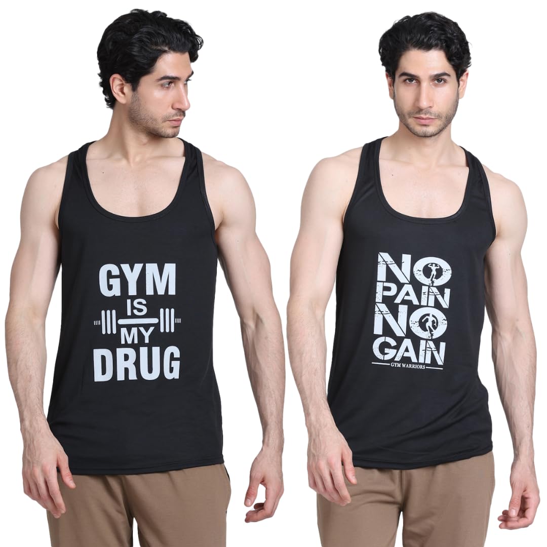 ksb enterprises New Men Cotton Vest Sando T-Shirt for Gym rkout Baniyan Tshirts Sleeveless Printed Summer Relaxed Fit Style.-picture-27