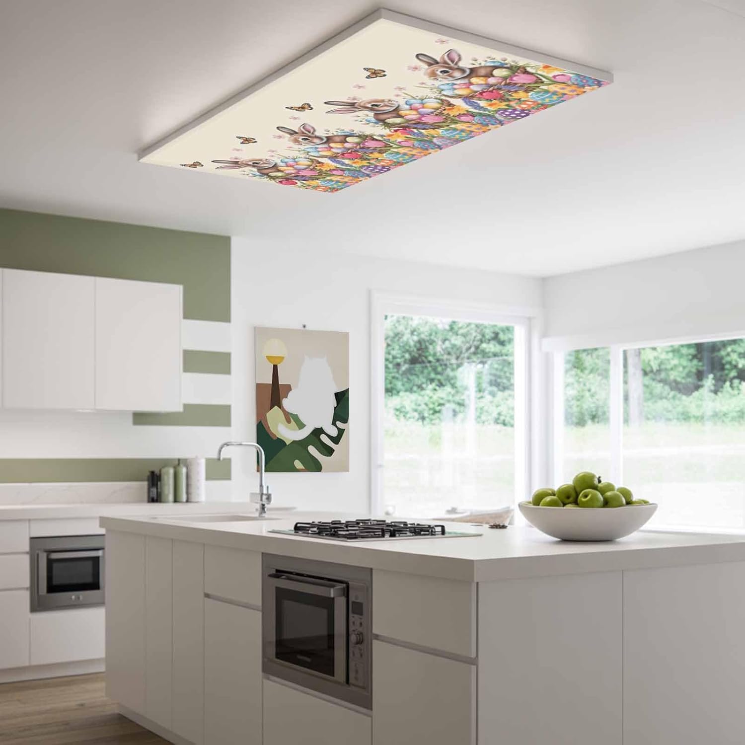 2x4 ft Fluorescent Light Cover for Ceiling Easter Rabbit Egg Flower Magnetic Light Filters, Spring Pastoral Floral Plant Butterfly Ceiling Lampshades for Home School Office 4Pcs