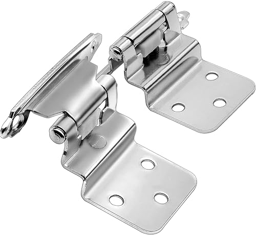 Miniatura 4 de Bisagras insertadas de 38 pulgadas para armario, níquel satinado, paquete de 6, 3 pares, montaje frontal alineado, para puertas de gabinete de