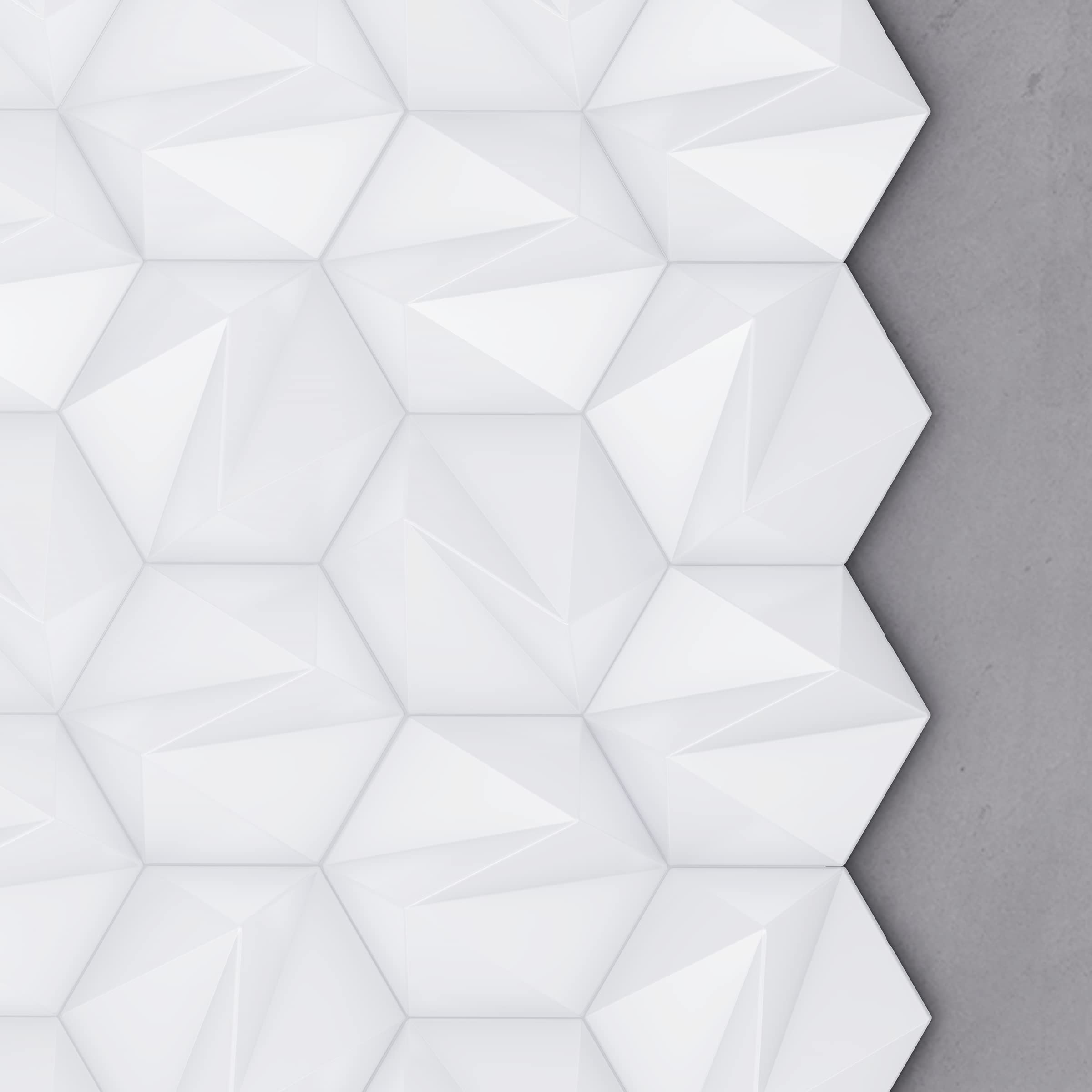 Panel ścienny 3D, Zeta, system paneli ściennych, płytki dekoracyjne, zestaw 54 płytek (Biały)