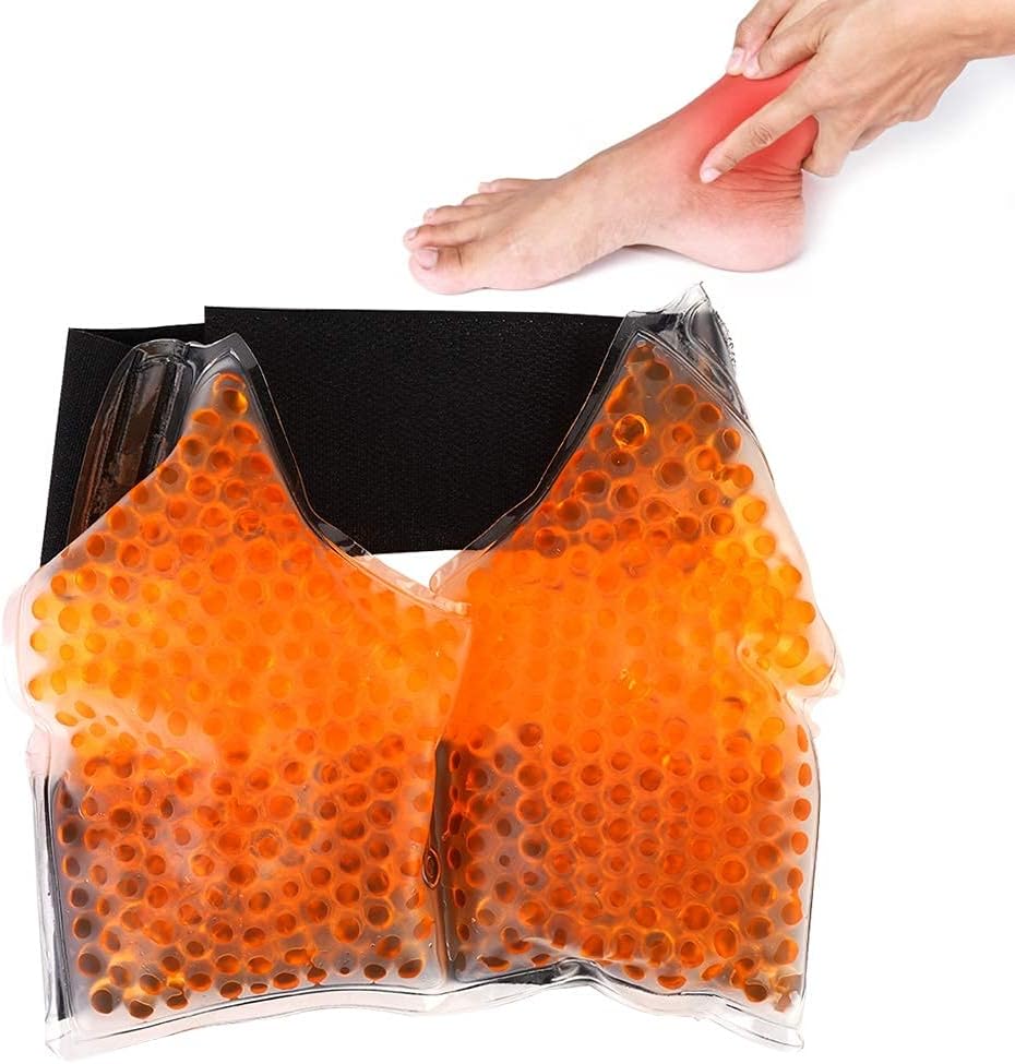 Ankle Ice Pack Wrap, Foot Cold Hot Compression Brace Flexible Reusable Ice Gel Pack Support For