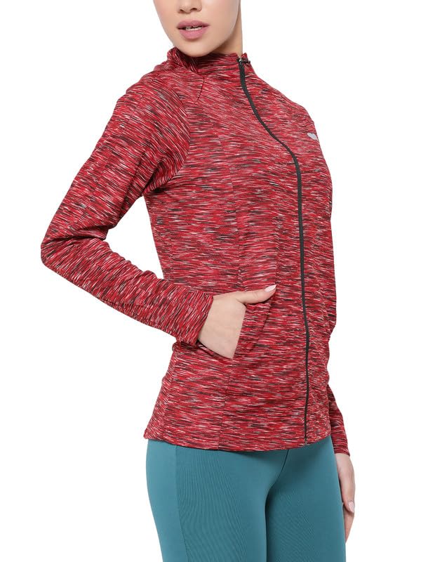 Image of Clovia Women's Comfort-Fit Active Jacket with Melange Effect
