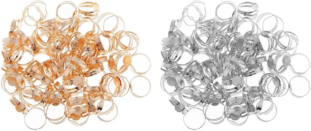 Enakshi® 100 Pieces Adjustable Ring Blank Cabochon Bezel Base Settings Tray Gold|Crafts | Beads & Jewelry Making | Jewelry Findings | Ring Blanks & Ring Bases