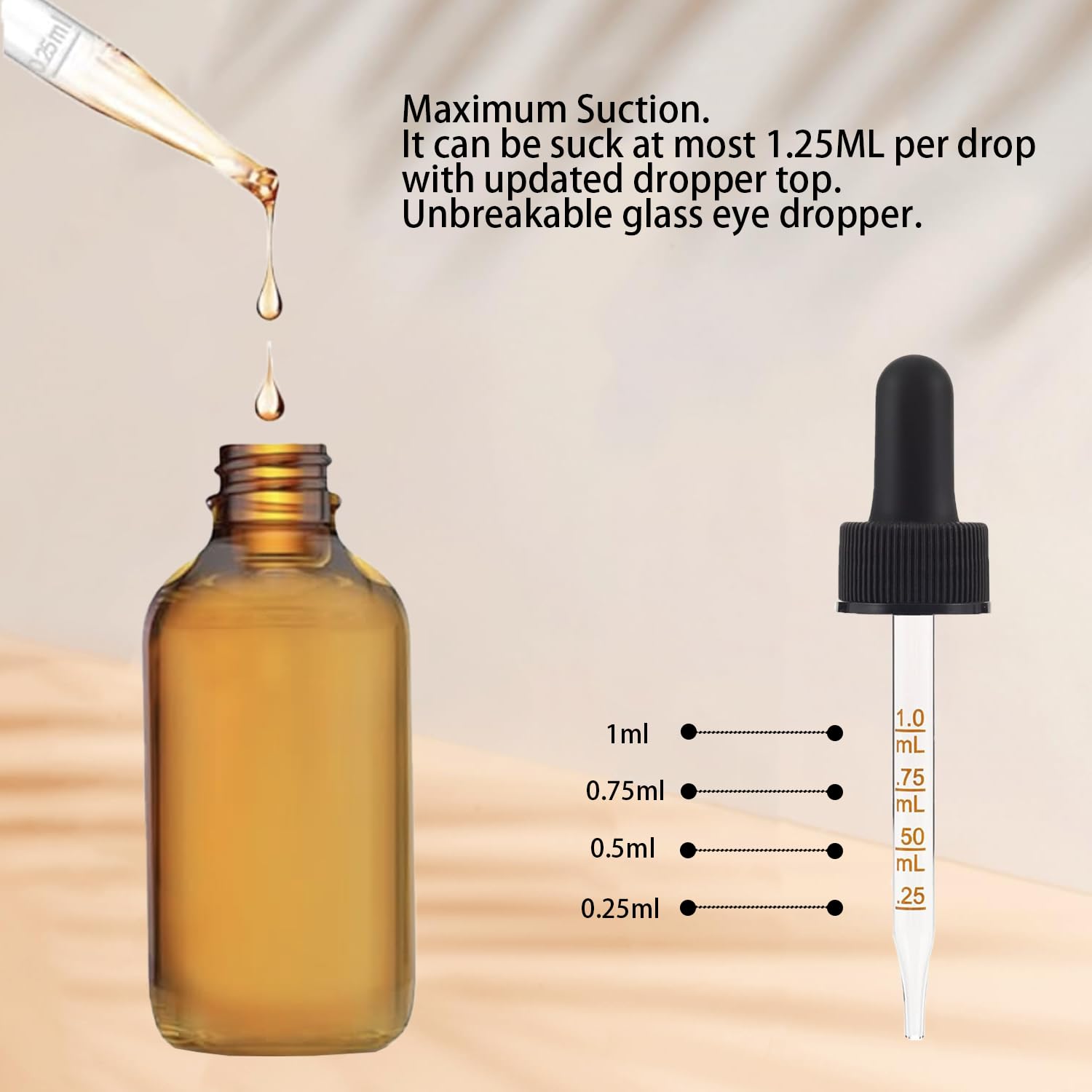 30 Flacons Compte-gouttes En Verre 3 Ml – Or Rose – Avec Pipettes Et étiquettes