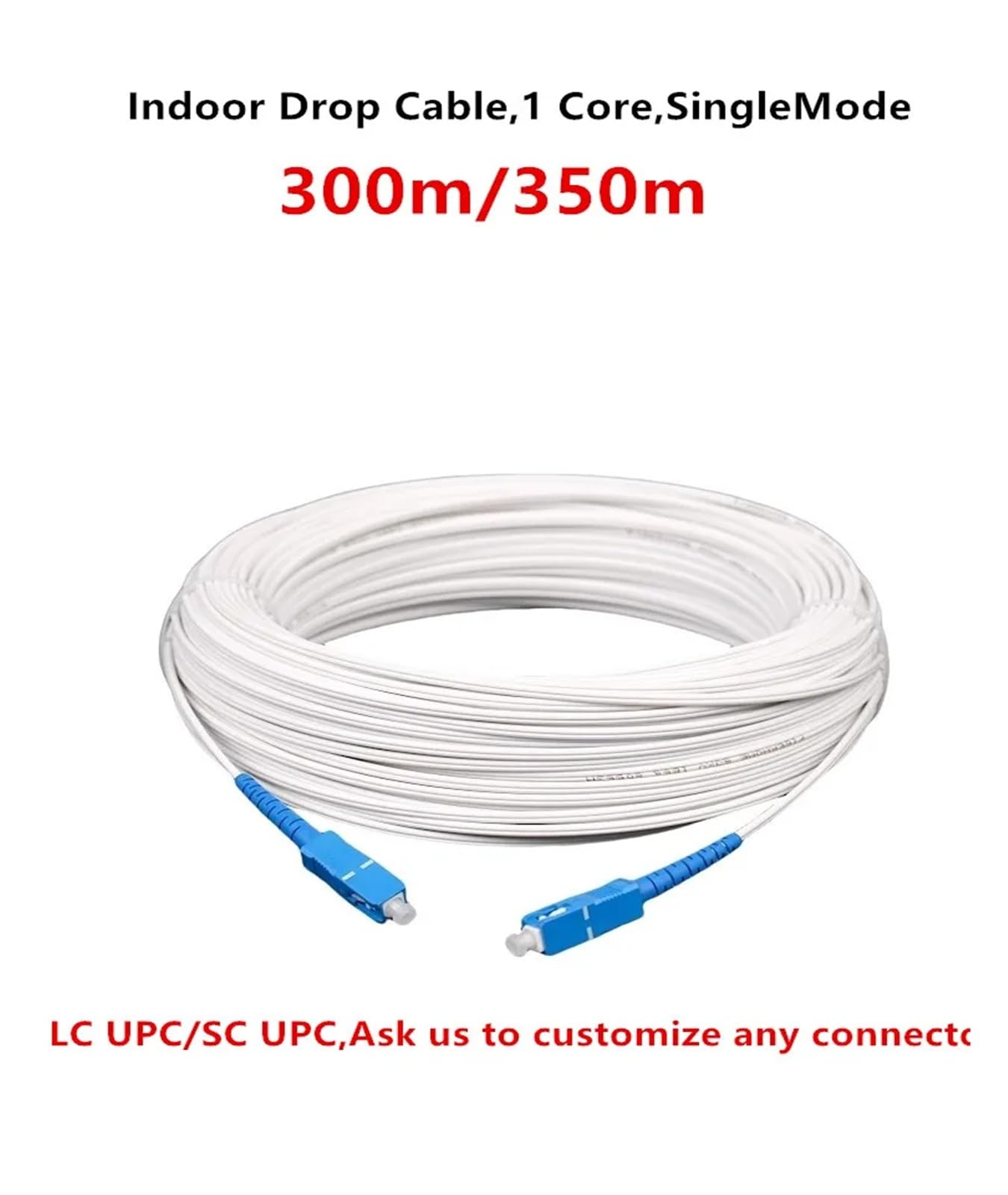 Câble d'interface d'intérieur monomode 300m SC UPC à la corde de brassage de fibre LC UPC GJXH-1B6(White,Lc Upc 350m)