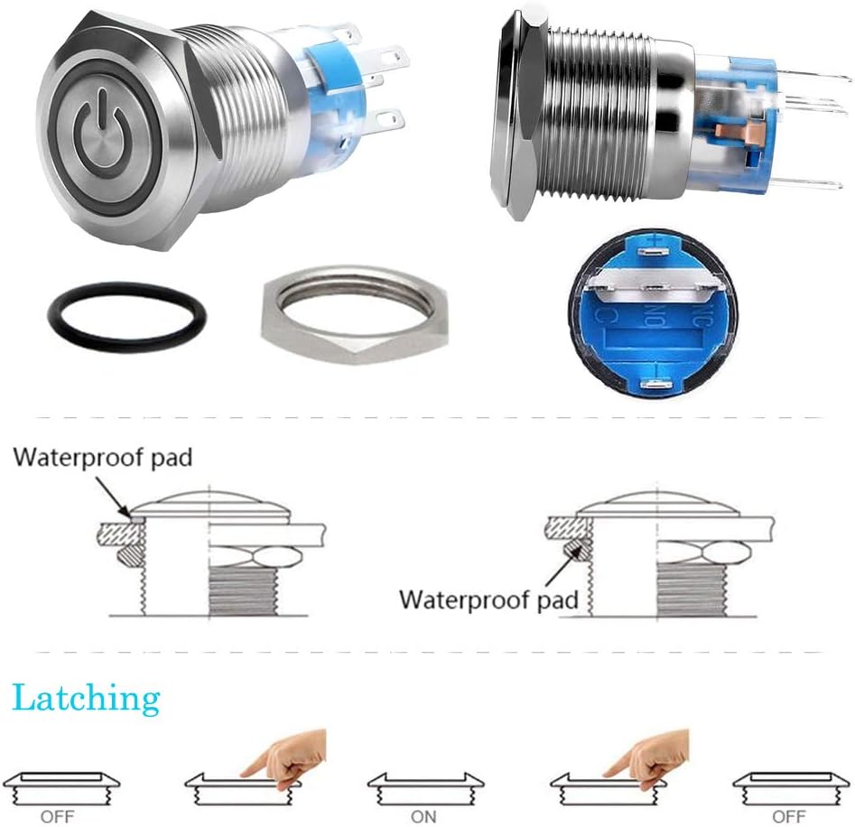 Prоduсt Dеаl WerFamily 19mm Latching Push Button Switch 1NO 1NC SPDT ON/Off Waterproof Stainless Steel Metal Round with Red LED Angel Eye + Power Indicator 🔥 Crаzу Dеаlѕ WerFamily 19mm Latching Push Button Switch 1NO 1NC SPDT ON/Off Waterproof Stainless Steel Metal Round with Red LED Angel Eye + Power Indicator
