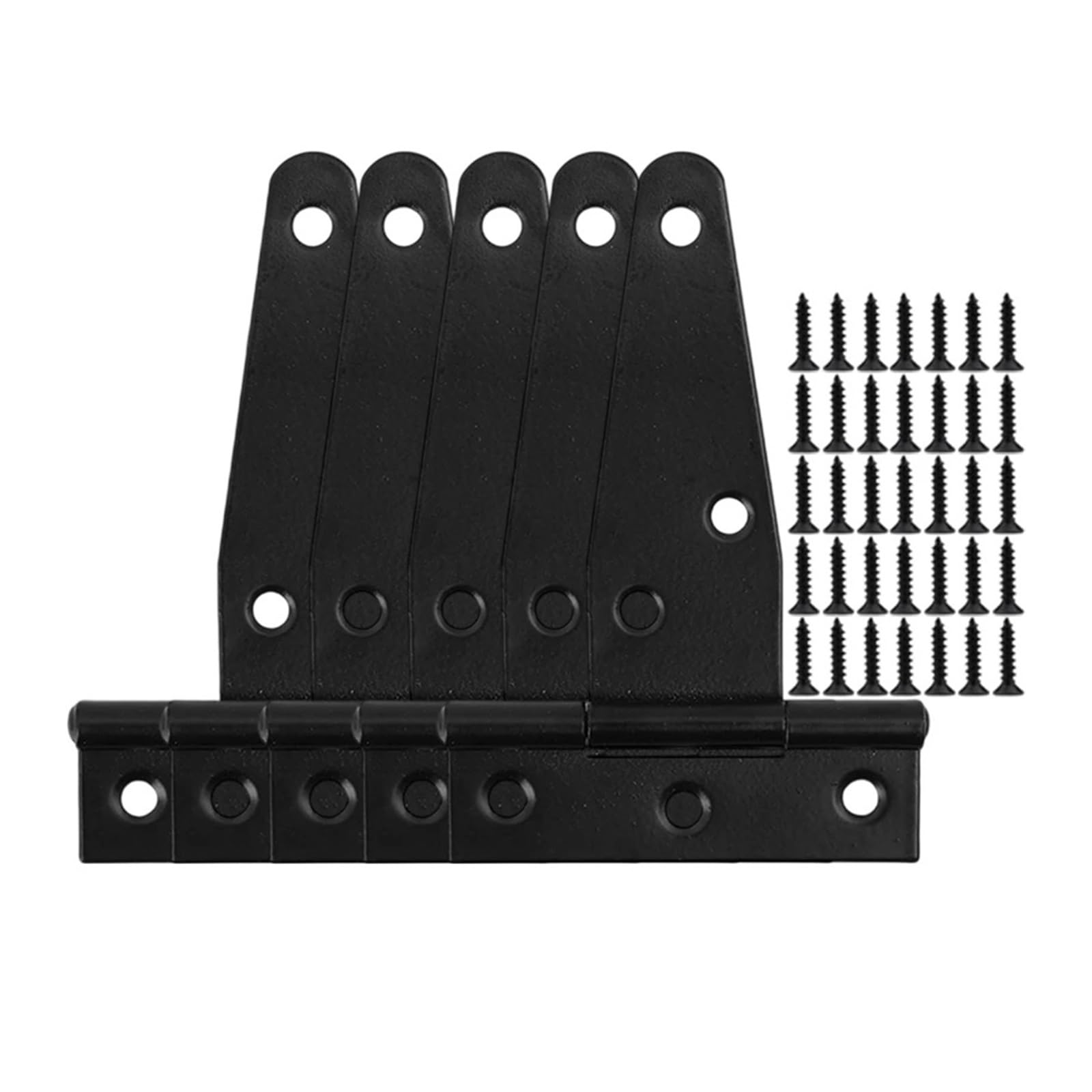 Heavy Duty Black T Shape Iron Hinges Galvanized Door Gate Hardware Shed Cabinet Barn Room Strap Hinge with Screw(5Set-9.5x6.4cm)