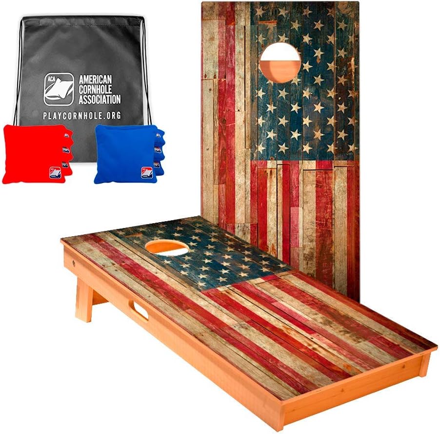 ACA American Cornhole Association Official Cornhole Boards & Bags Set American Flag Design
