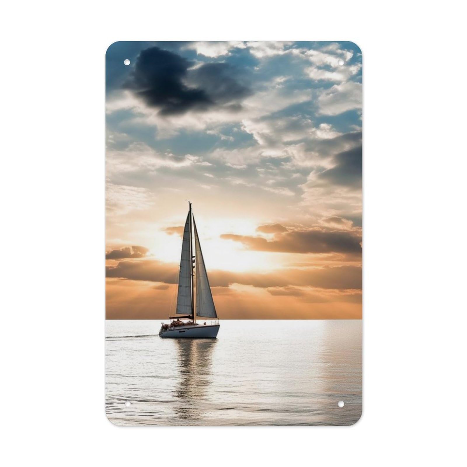 QMNLKH Sailing Boat on The Sea Plaques for Wall Decor, Personalized Metal Tin Sign for Home, Multifunctional Poster for Office, Fashion Painting for Hallway, Wall Art Pictures, 7.9x11.8Inch