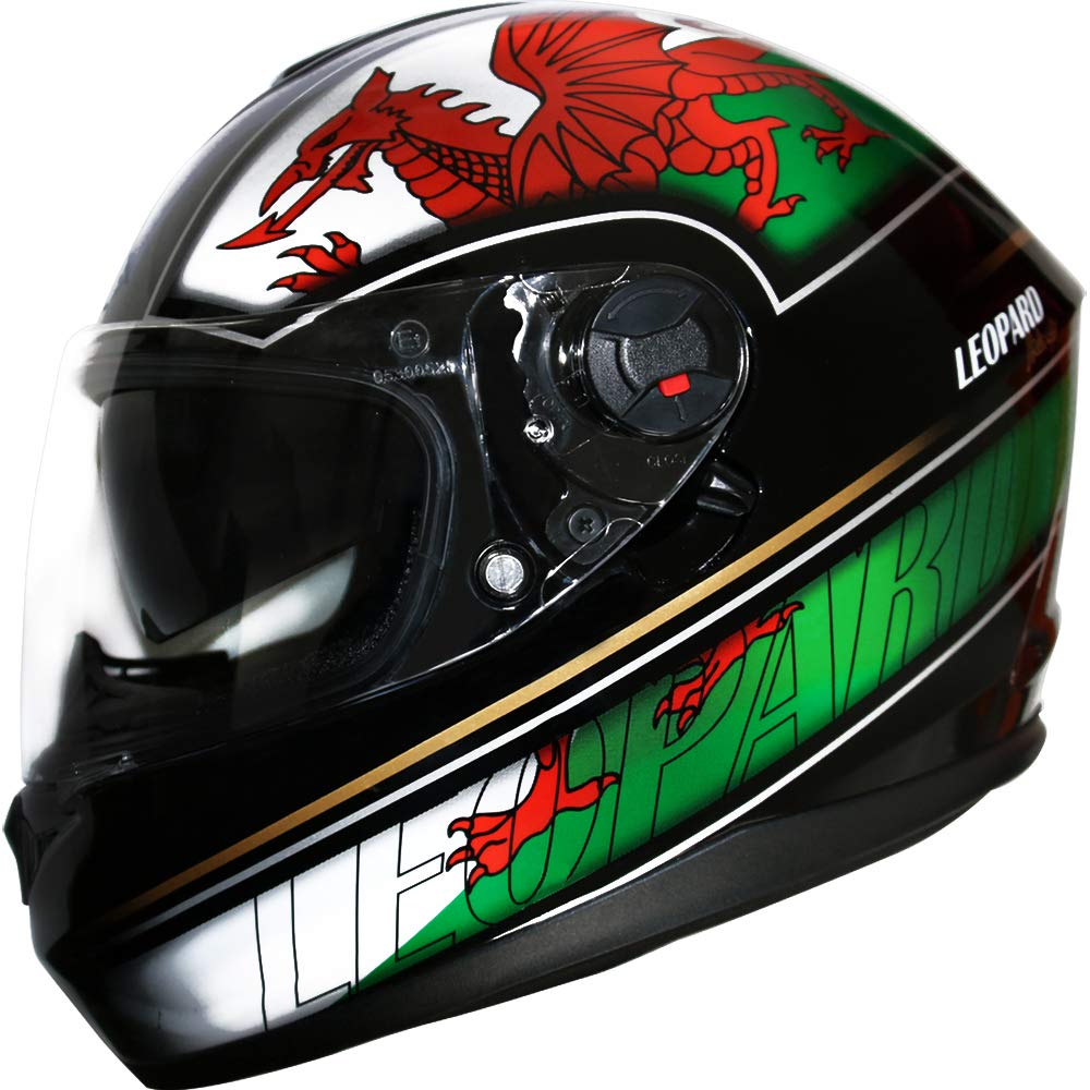 Leopard LEO-828 Double Sun Visor Full Face Motorbike Motorcycle Scooter Helmet Wales XS (53-54cm)