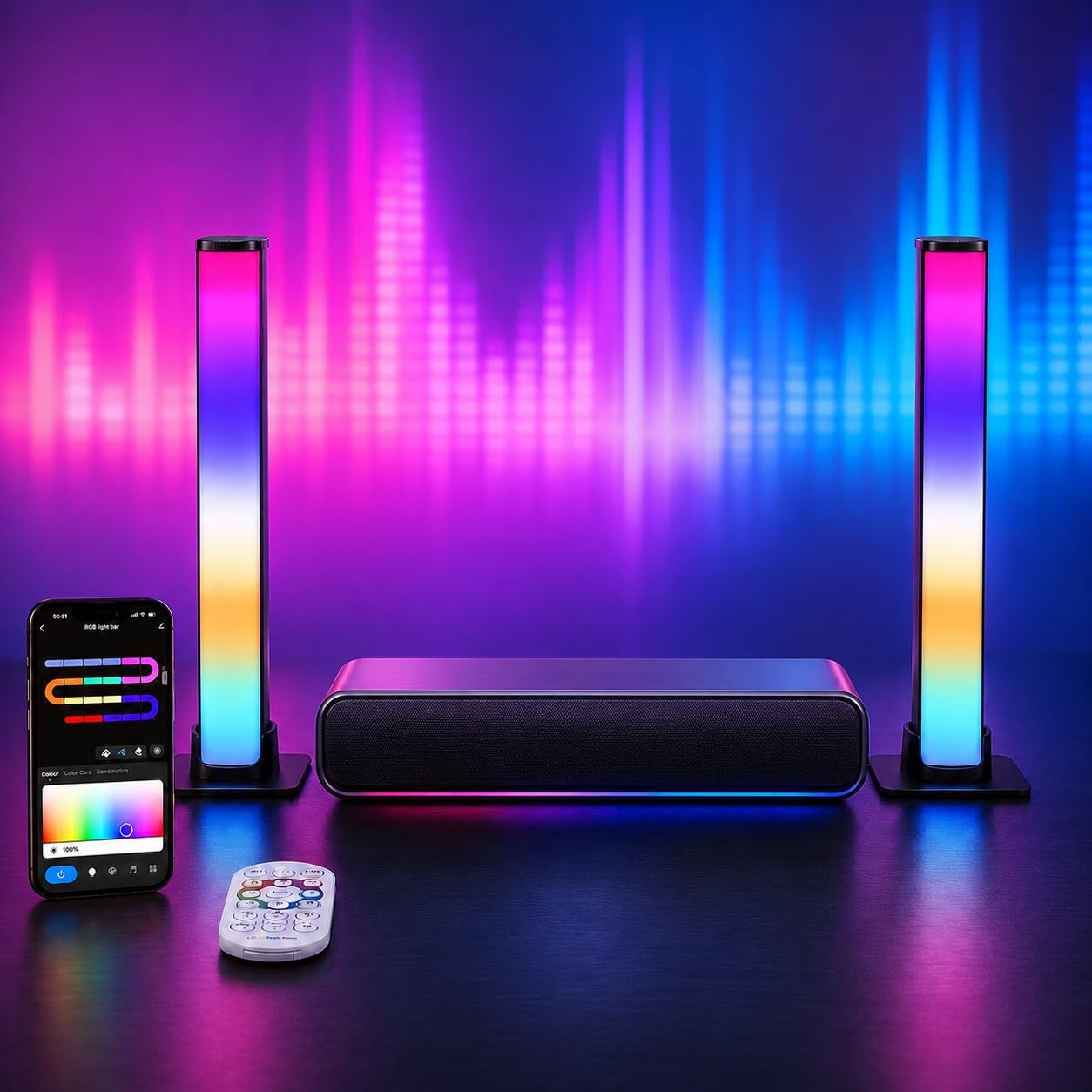 Barras LED RGB para TV y Gaming, 25cm Luces Inteligentes, LED TV Ambilight Sincronizado, Control por App, Decoración para Sala de Juegos e Idea de Regalo VYBE Desk