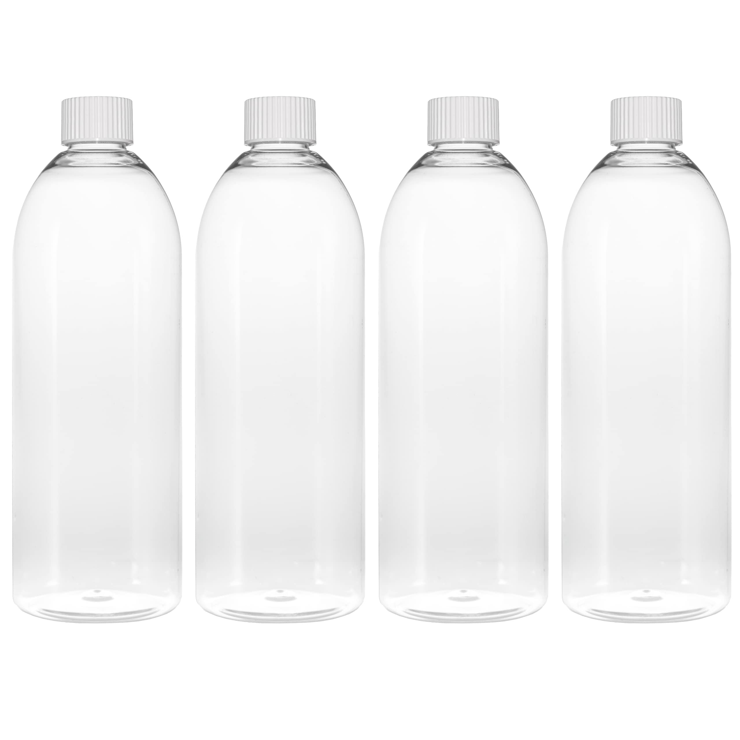 TEC 750ml Pet Plastic Bottles with Lids UK Made 28/410 White Caps Clear Empty Containers 30% Tall Boston Round Recycled RPET and Fully Recyclable(4)