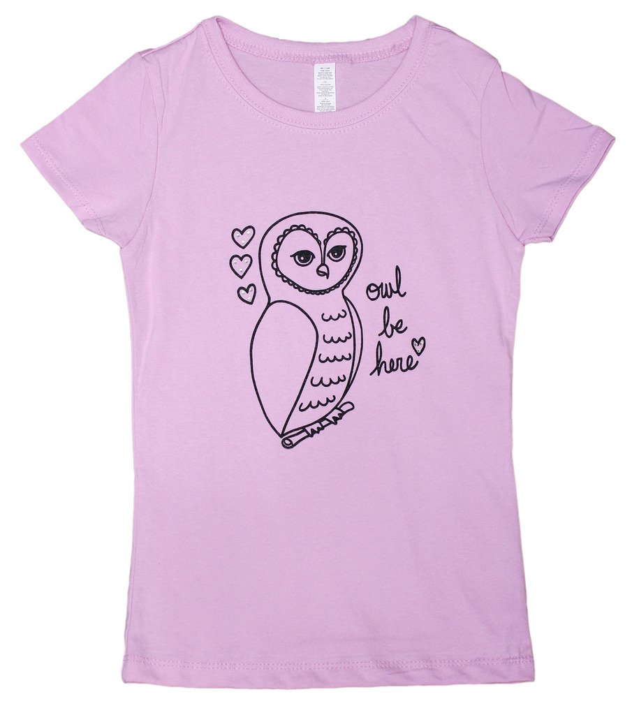 Wonder Girl Owl Be Here Big Girls' Rhinestone Accent T-Shirt