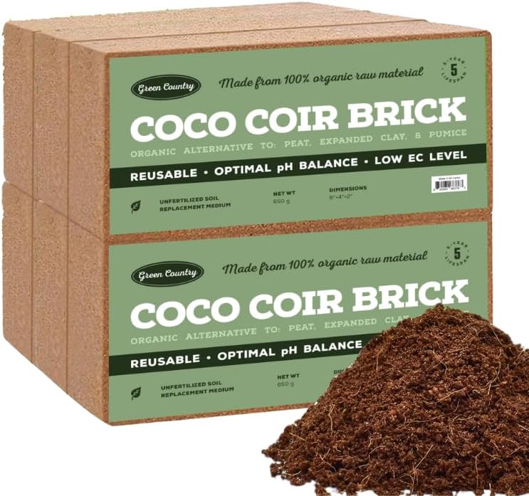 Premium Coco Coir Bricks - 6 Pack | Compressed Coconut Husk Fiber | Potting, Seed Starting, Hydroponics, Soil Amendment | Ideal for Indoor & Outdoor Planting